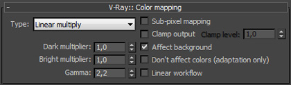 panel Color Mapping del Vray